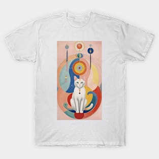 Hilma af Klint's Abstract Feline Wonderland: Whimsical Reverie T-Shirt